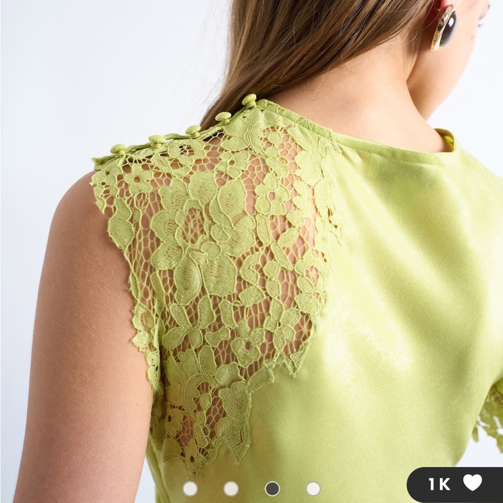 ASOS Lime Green Lace-Trim One-Shoulder Maxi Dress - Picture 3 of 4